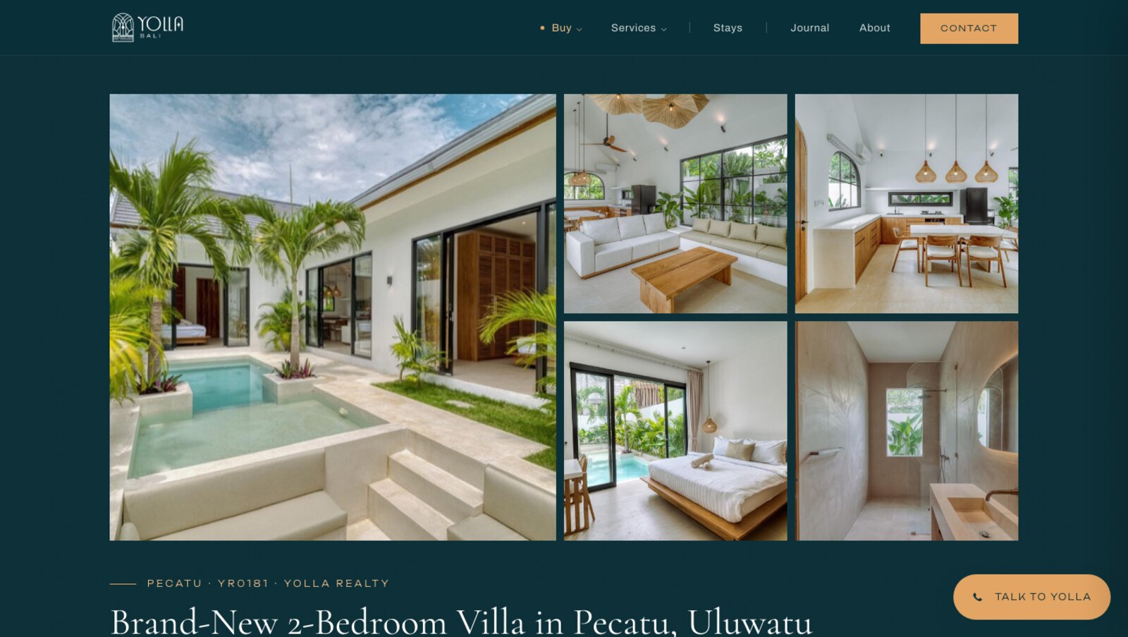 A generated villa listing page with gallery and pricing